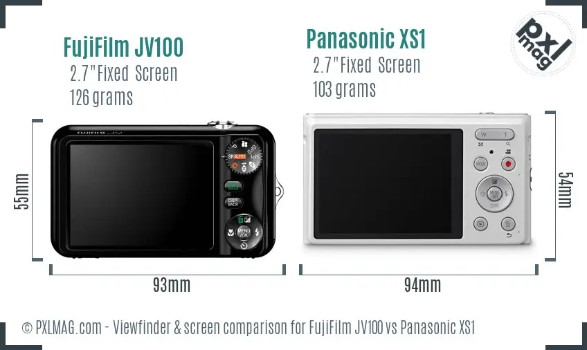 FujiFilm JV100 vs Panasonic XS1 Screen and Viewfinder comparison FujiFilm JV100 vs Panasonic XS1 Screen and Viewfinder comparison