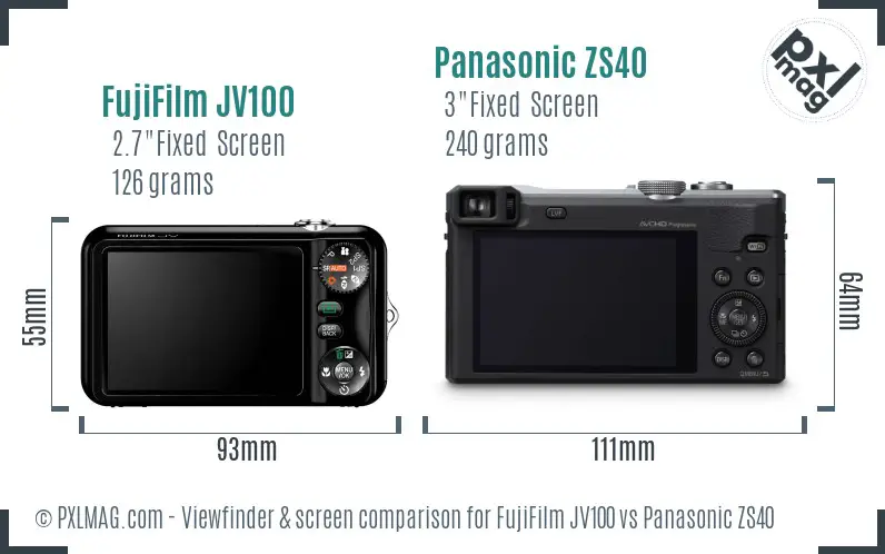 FujiFilm JV100 vs Panasonic ZS40 Screen and Viewfinder comparison FujiFilm JV100 vs Panasonic ZS40 Screen and Viewfinder comparison