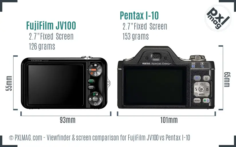 FujiFilm JV100 vs Pentax I-10 Screen and Viewfinder comparison FujiFilm JV100 vs Pentax I-10 Screen and Viewfinder comparison