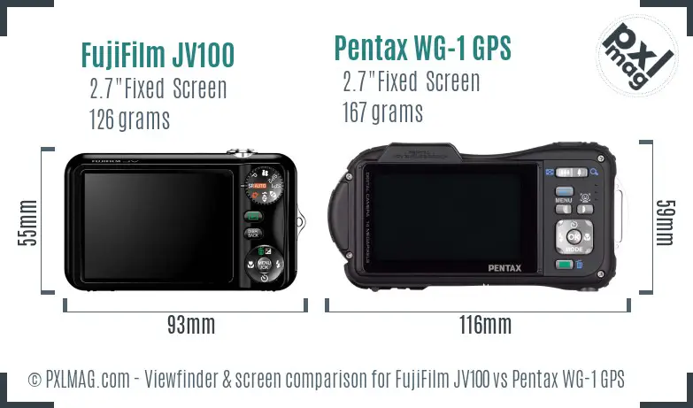 FujiFilm JV100 vs Pentax WG-1 GPS Screen and Viewfinder comparison