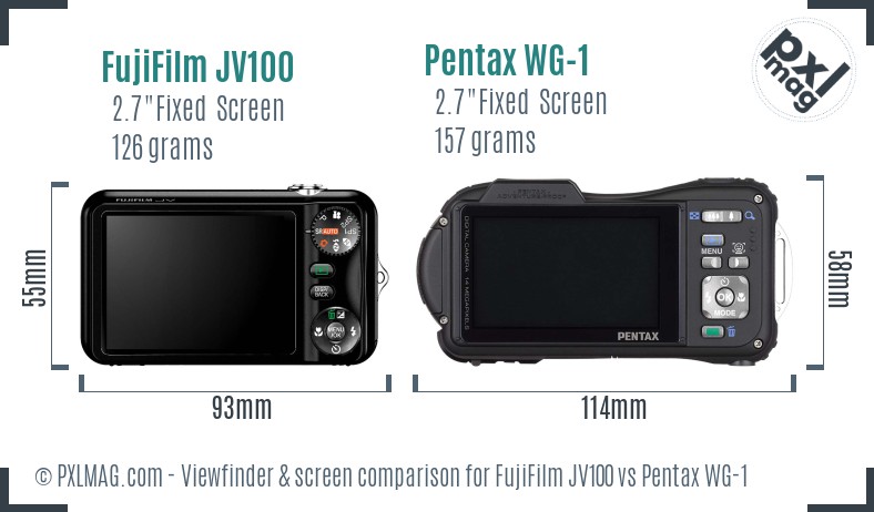 FujiFilm JV100 vs Pentax WG-1 Screen and Viewfinder comparison