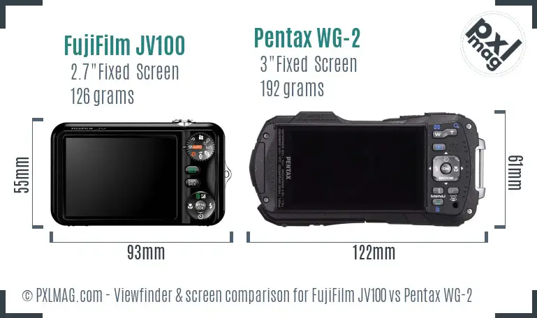 FujiFilm JV100 vs Pentax WG-2 Screen and Viewfinder comparison