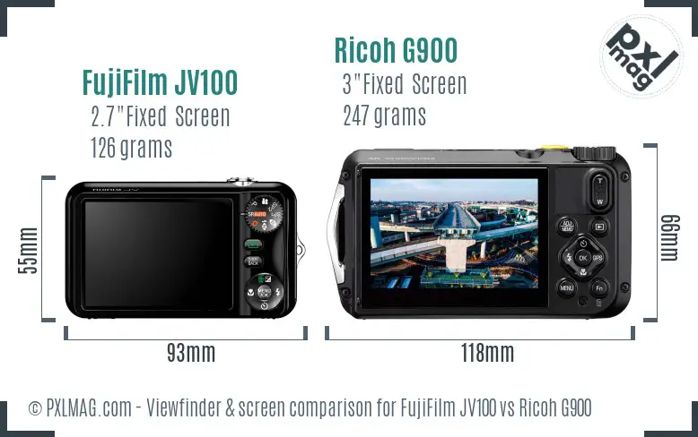 FujiFilm JV100 vs Ricoh G900 Screen and Viewfinder comparison FujiFilm JV100 vs Ricoh G900 Screen and Viewfinder comparison