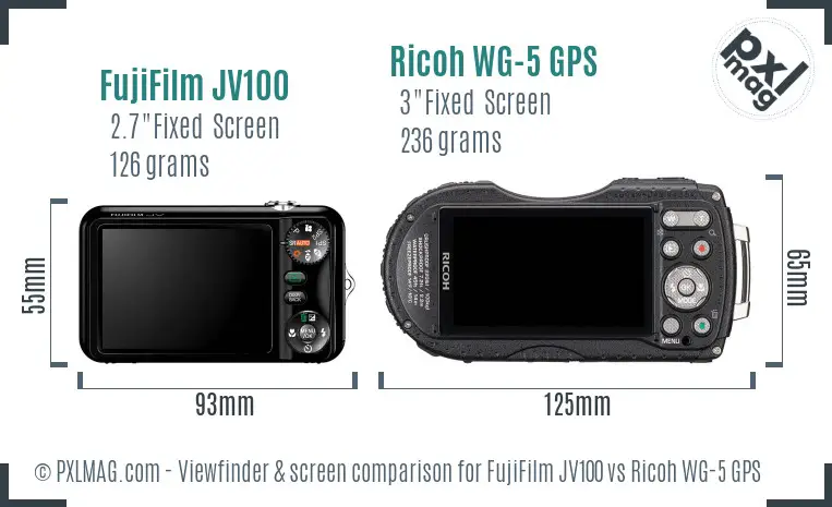 FujiFilm JV100 vs Ricoh WG-5 GPS Screen and Viewfinder comparison FujiFilm JV100 vs Ricoh WG-5 GPS Screen and Viewfinder comparison
