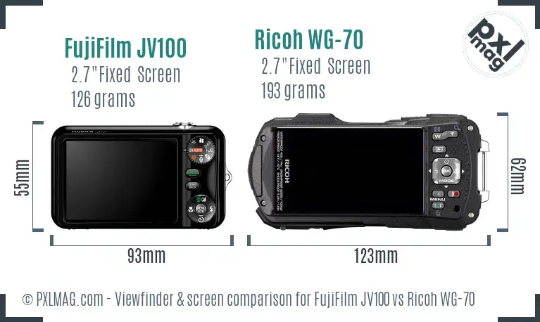 FujiFilm JV100 vs Ricoh WG-70 Screen and Viewfinder comparison FujiFilm JV100 vs Ricoh WG-70 Screen and Viewfinder comparison