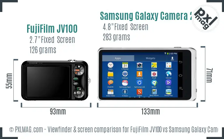 FujiFilm JV100 vs Samsung Galaxy Camera 2 Screen and Viewfinder comparison