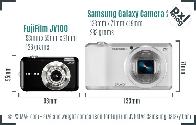 FujiFilm JV100 vs Samsung Galaxy Camera 2 size comparison FujiFilm JV100 vs Samsung Galaxy Camera 2 size comparison