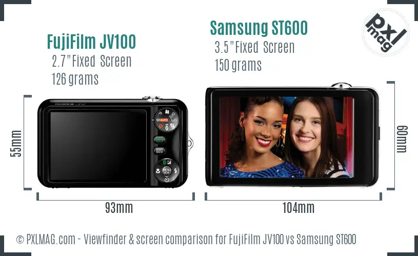 FujiFilm JV100 vs Samsung ST600 Screen and Viewfinder comparison FujiFilm JV100 vs Samsung ST600 Screen and Viewfinder comparison