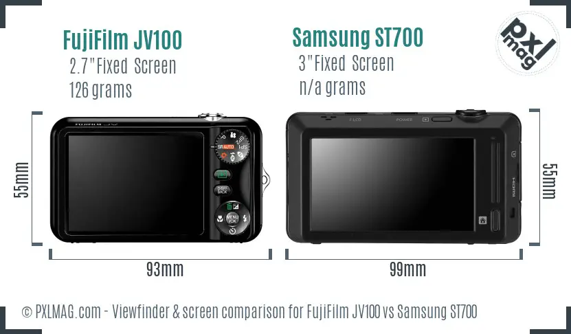 FujiFilm JV100 vs Samsung ST700 Screen and Viewfinder comparison FujiFilm JV100 vs Samsung ST700 Screen and Viewfinder comparison