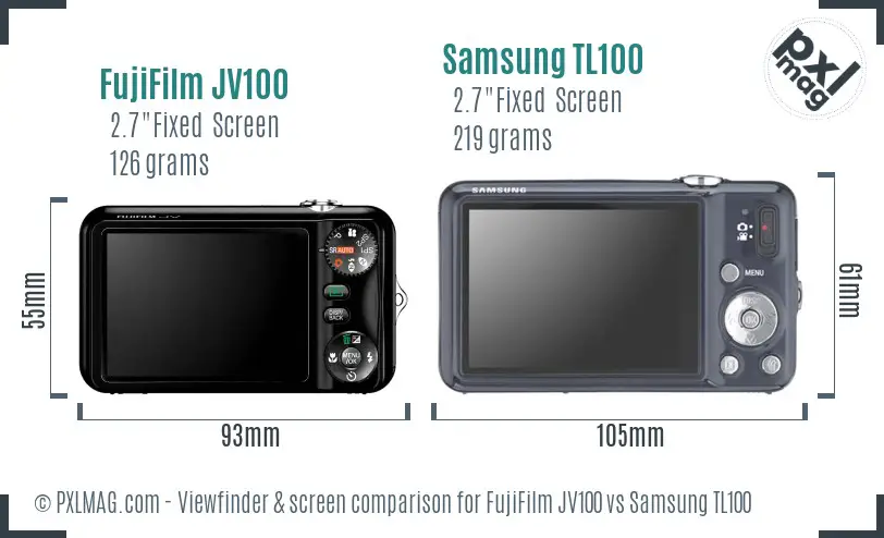 FujiFilm JV100 vs Samsung TL100 Screen and Viewfinder comparison FujiFilm JV100 vs Samsung TL100 Screen and Viewfinder comparison