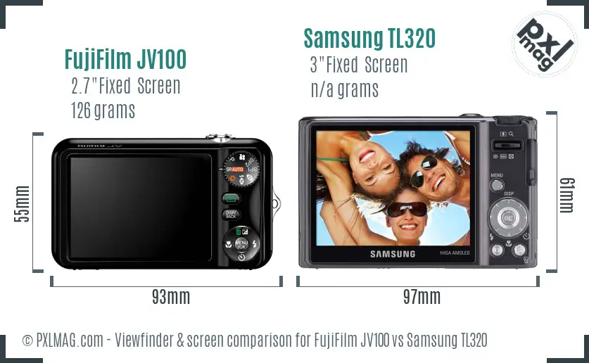 FujiFilm JV100 vs Samsung TL320 Screen and Viewfinder comparison FujiFilm JV100 vs Samsung TL320 Screen and Viewfinder comparison