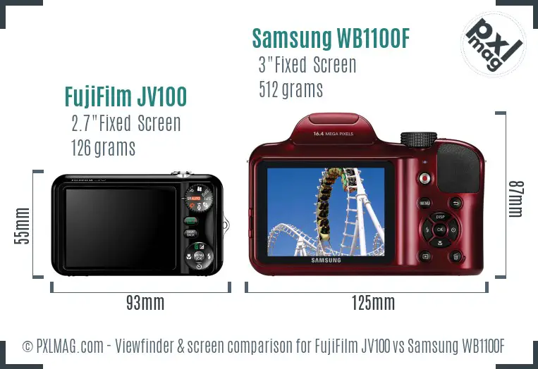 FujiFilm JV100 vs Samsung WB1100F Screen and Viewfinder comparison FujiFilm JV100 vs Samsung WB1100F Screen and Viewfinder comparison