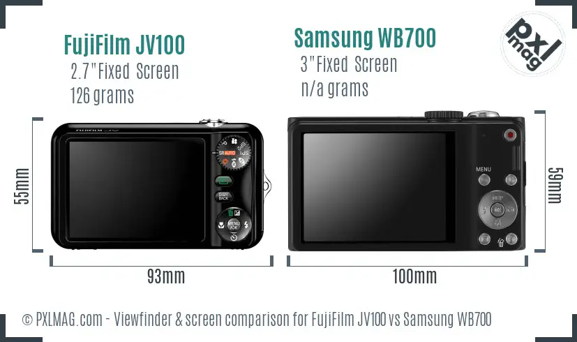 FujiFilm JV100 vs Samsung WB700 Screen and Viewfinder comparison