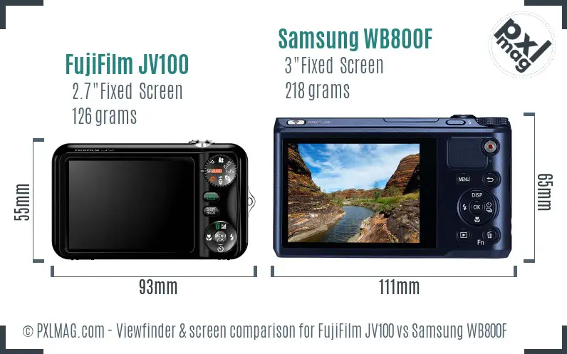 FujiFilm JV100 vs Samsung WB800F Screen and Viewfinder comparison FujiFilm JV100 vs Samsung WB800F Screen and Viewfinder comparison