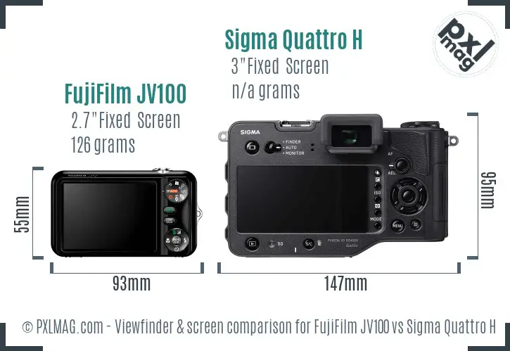 FujiFilm JV100 vs Sigma Quattro H Screen and Viewfinder comparison