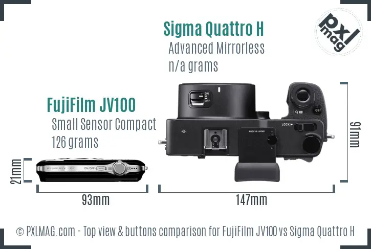 FujiFilm JV100 vs Sigma Quattro H top view buttons comparison