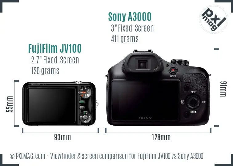 FujiFilm JV100 vs Sony A3000 Screen and Viewfinder comparison FujiFilm JV100 vs Sony A3000 Screen and Viewfinder comparison