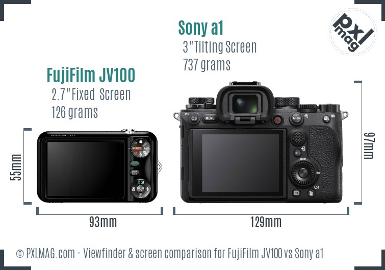 FujiFilm JV100 vs Sony a1 Screen and Viewfinder comparison