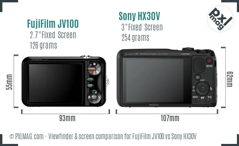 FujiFilm JV100 vs Sony HX30V Screen and Viewfinder comparison FujiFilm JV100 vs Sony HX30V Screen and Viewfinder comparison