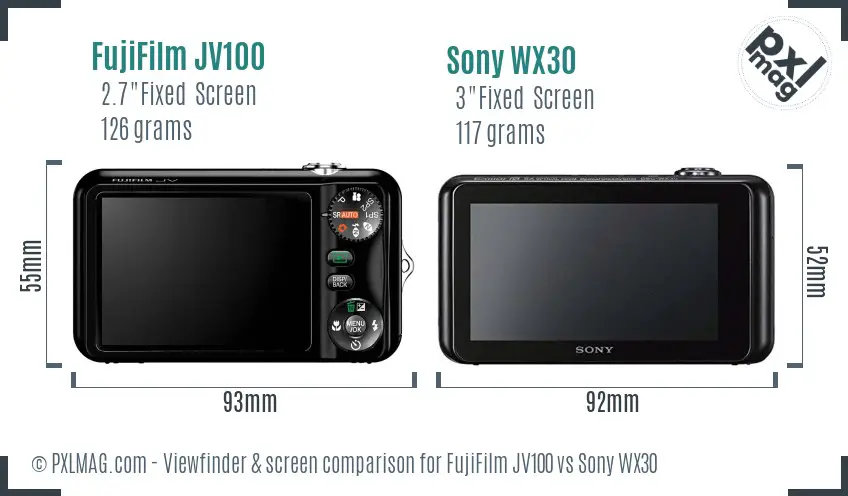 FujiFilm JV100 vs Sony WX30 Screen and Viewfinder comparison FujiFilm JV100 vs Sony WX30 Screen and Viewfinder comparison