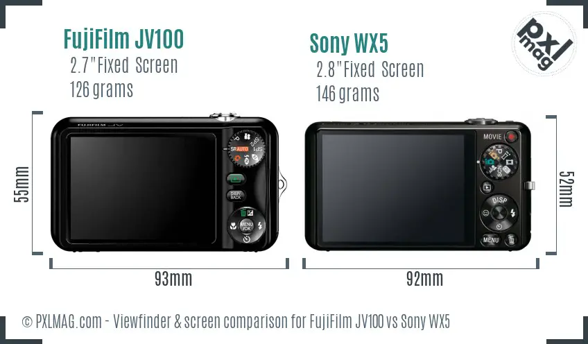 FujiFilm JV100 vs Sony WX5 Screen and Viewfinder comparison FujiFilm JV100 vs Sony WX5 Screen and Viewfinder comparison
