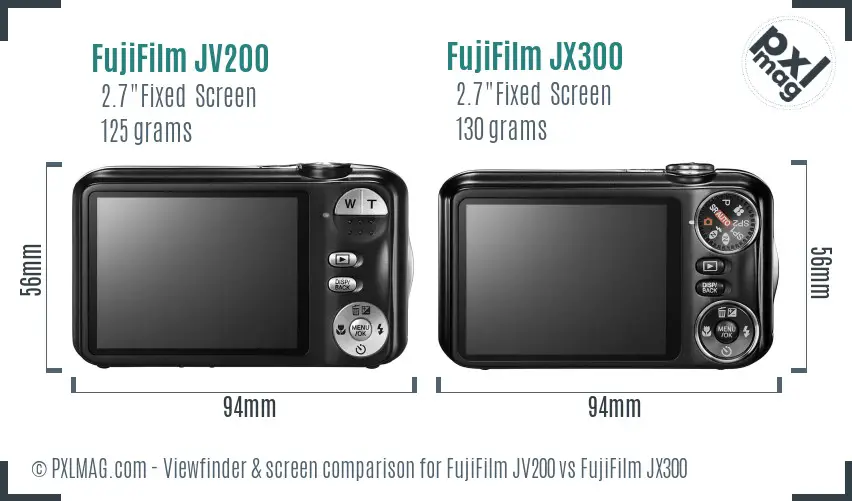 FujiFilm JV200 vs FujiFilm JX300 Screen and Viewfinder comparison