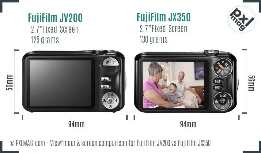 FujiFilm JV200 vs FujiFilm JX350 Screen and Viewfinder comparison