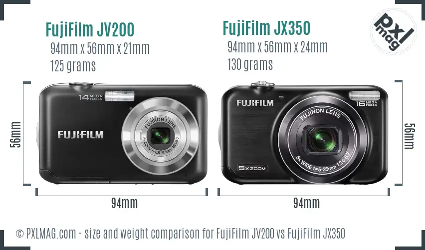 FujiFilm JV200 vs FujiFilm JX350 size comparison