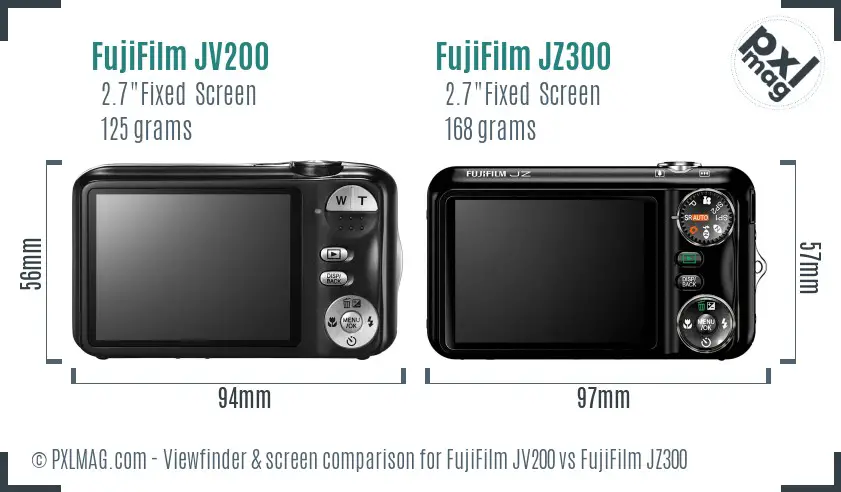 FujiFilm JV200 vs FujiFilm JZ300 Screen and Viewfinder comparison
