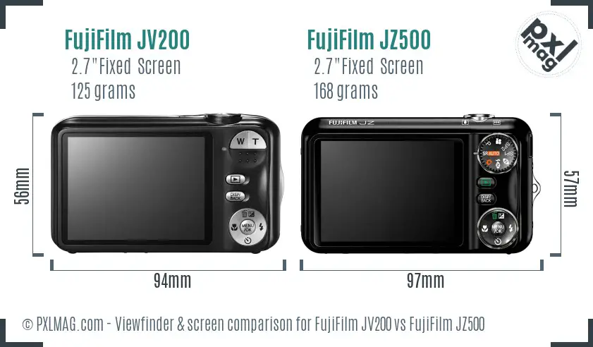 FujiFilm JV200 vs FujiFilm JZ500 Screen and Viewfinder comparison
