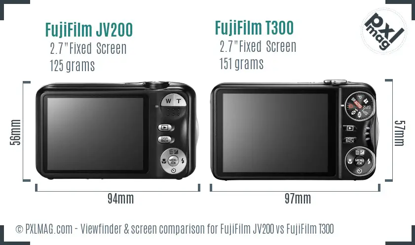 FujiFilm JV200 vs FujiFilm T300 Screen and Viewfinder comparison