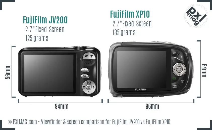 FujiFilm JV200 vs FujiFilm XP10 Screen and Viewfinder comparison