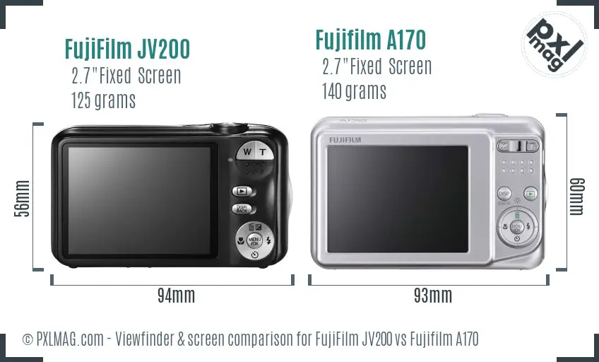 FujiFilm JV200 vs Fujifilm A170 Screen and Viewfinder comparison FujiFilm JV200 vs Fujifilm A170 Screen and Viewfinder comparison