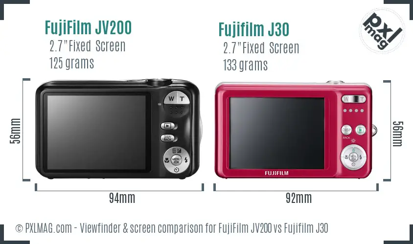 FujiFilm JV200 vs Fujifilm J30 Screen and Viewfinder comparison