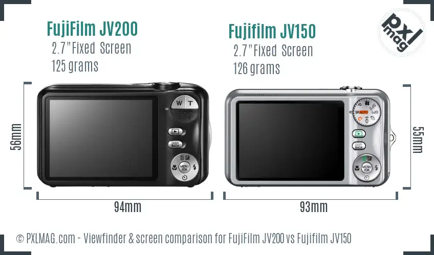 FujiFilm JV200 vs Fujifilm JV150 Screen and Viewfinder comparison