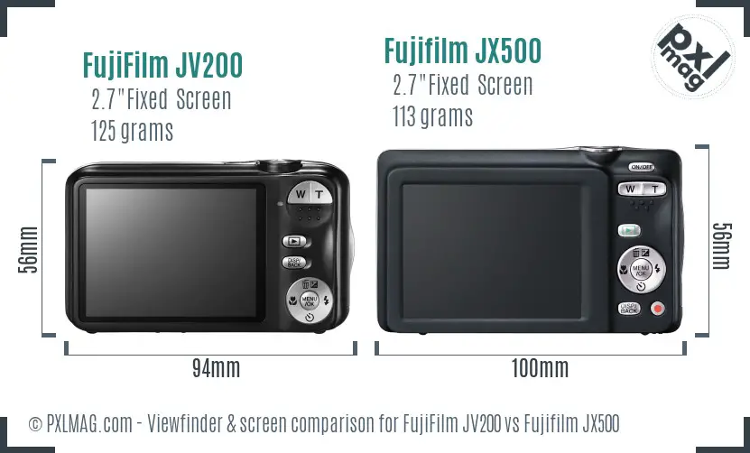 FujiFilm JV200 vs Fujifilm JX500 Screen and Viewfinder comparison