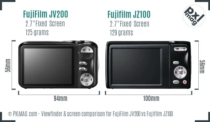 FujiFilm JV200 vs Fujifilm JZ100 Screen and Viewfinder comparison