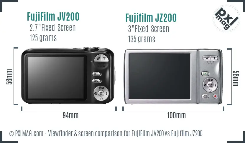 FujiFilm JV200 vs Fujifilm JZ200 Screen and Viewfinder comparison