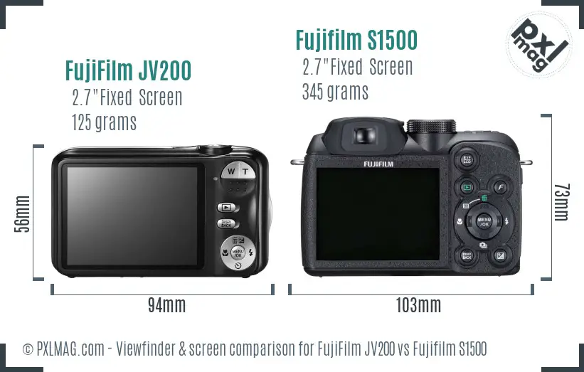 FujiFilm JV200 vs Fujifilm S1500 Screen and Viewfinder comparison FujiFilm JV200 vs Fujifilm S1500 Screen and Viewfinder comparison