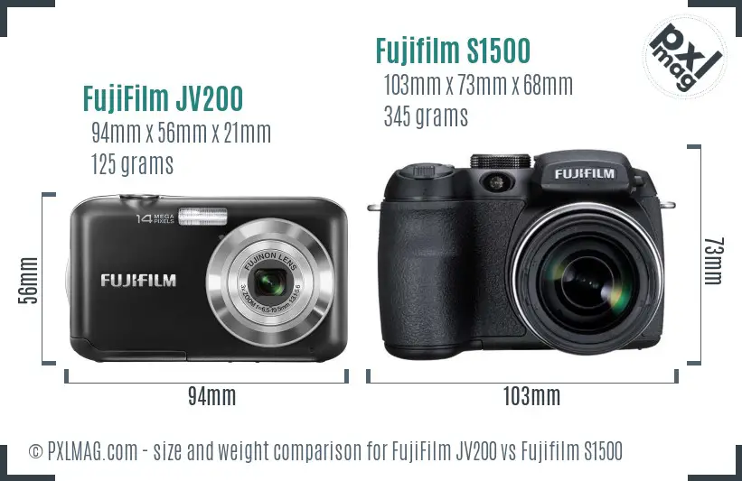 FujiFilm JV200 vs Fujifilm S1500 size comparison FujiFilm JV200 vs Fujifilm S1500 size comparison