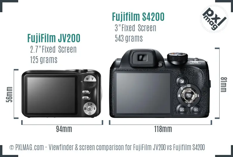 FujiFilm JV200 vs Fujifilm S4200 Screen and Viewfinder comparison FujiFilm JV200 vs Fujifilm S4200 Screen and Viewfinder comparison