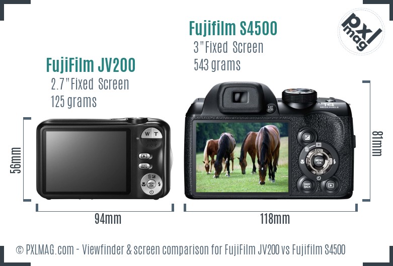 FujiFilm JV200 vs Fujifilm S4500 Screen and Viewfinder comparison