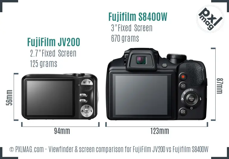 FujiFilm JV200 vs Fujifilm S8400W Screen and Viewfinder comparison FujiFilm JV200 vs Fujifilm S8400W Screen and Viewfinder comparison