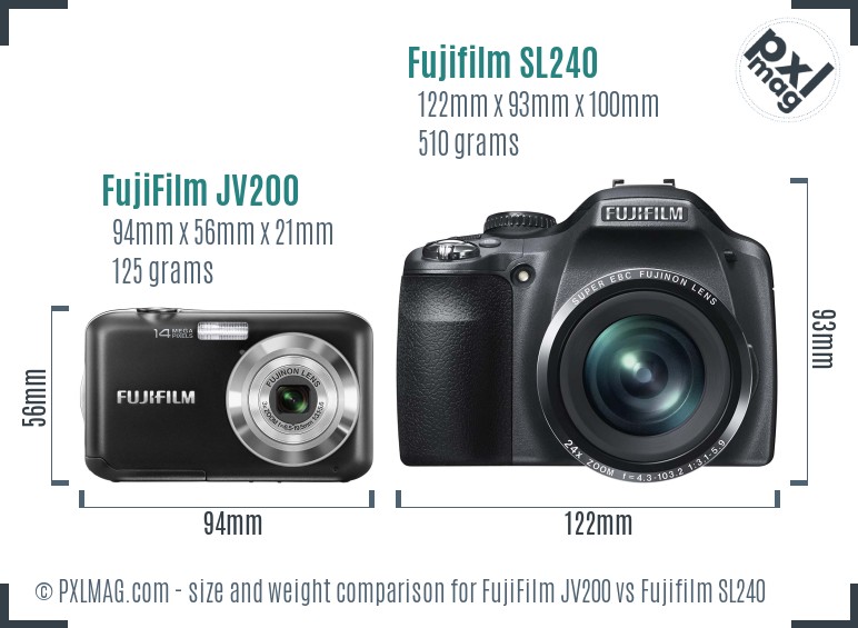 FujiFilm JV200 vs Fujifilm SL240 size comparison