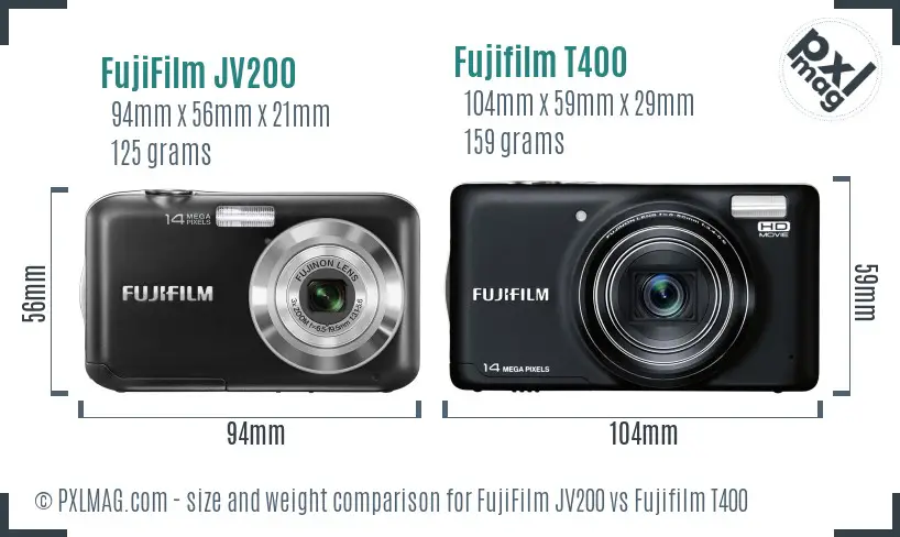 FujiFilm JV200 vs Fujifilm T400 size comparison FujiFilm JV200 vs Fujifilm T400 size comparison