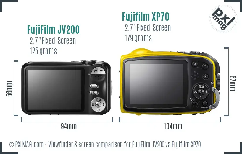 FujiFilm JV200 vs Fujifilm XP70 Screen and Viewfinder comparison