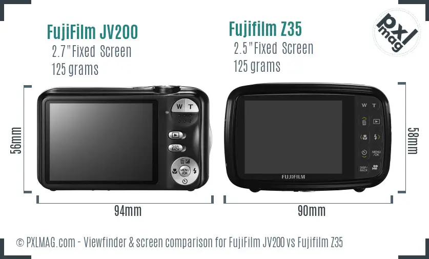 FujiFilm JV200 vs Fujifilm Z35 Screen and Viewfinder comparison