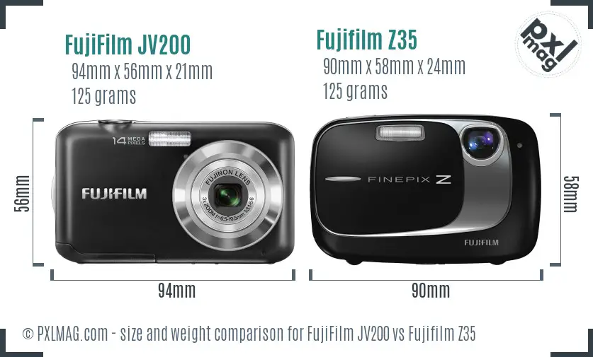 FujiFilm JV200 vs Fujifilm Z35 size comparison
