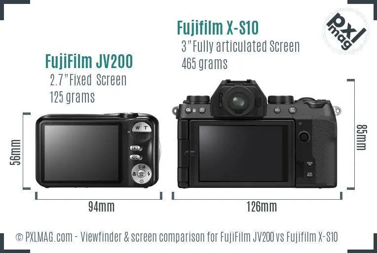 FujiFilm JV200 vs Fujifilm X-S10 Screen and Viewfinder comparison