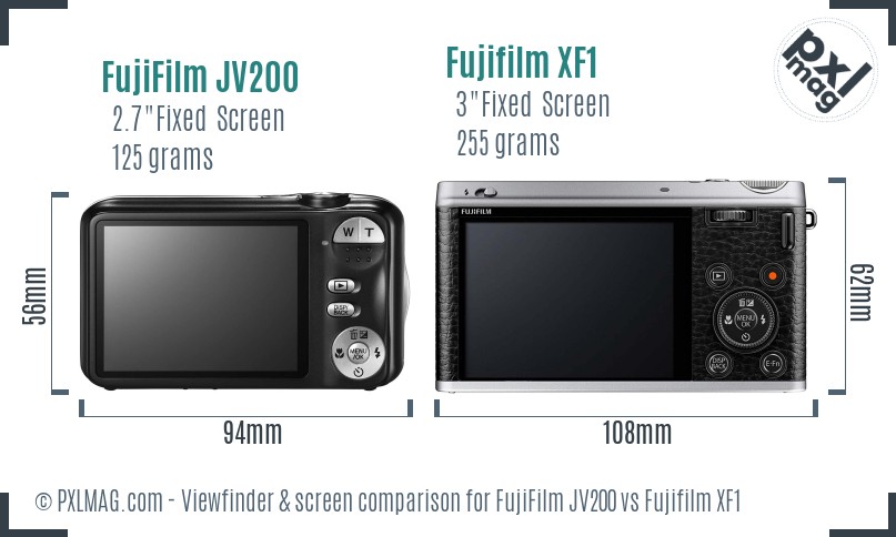 FujiFilm JV200 vs Fujifilm XF1 Screen and Viewfinder comparison